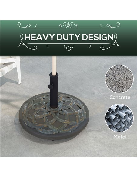 Outsunny 27kg Rolling Parasol Base with Wheels, Heavy Duty Concrete Umbrella Stand with Decorative Base, Bronze Tone 84D-308V00T - pic 48872 | FastDaddyshop