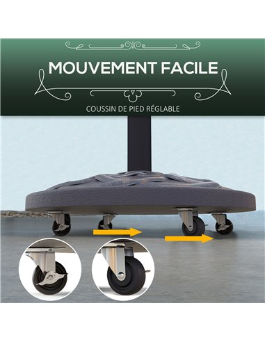 Outsunny 27kg Rolling Parasol Base with Wheels, Heavy Duty Concrete Umbrella Stand with Decorative Base, Bronze Tone 84D-308V00T