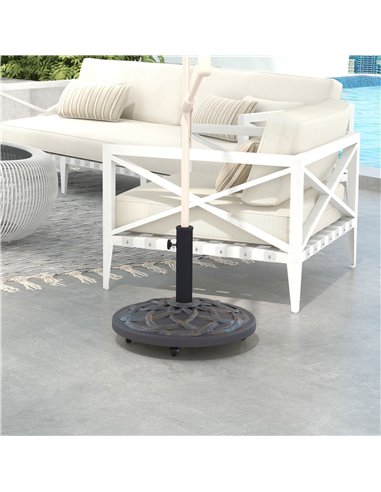 Outsunny 27kg Rolling Parasol Base with Wheels, Heavy Duty Concrete Umbrella Stand with Decorative Base, Bronze Tone 84D-308V00T