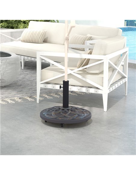 Outsunny 27kg Rolling Parasol Base with Wheels, Heavy Duty Concrete Umbrella Stand with Decorative Base, Bronze Tone 84D-308V00T - pic 48874 | FastDaddyshop