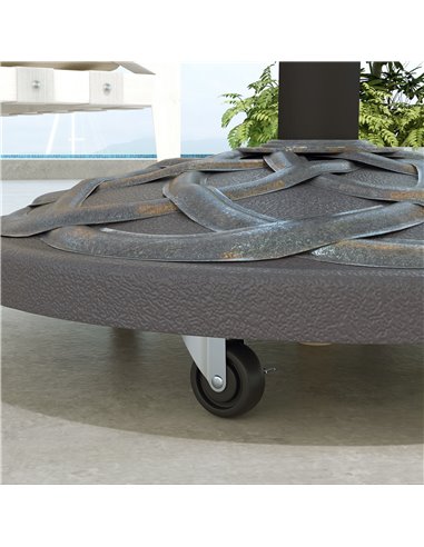 Outsunny 27kg Rolling Parasol Base with Wheels, Heavy Duty Concrete Umbrella Stand with Decorative Base, Bronze Tone 84D-308V00T