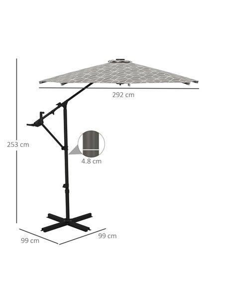 Outsunny 3(m) Convertible Cantilever Parasol and Centre-post Garden Parasol with Cross Base, 360° Rotation Banana Parasol with C - pic 48879 | FastDaddyshop