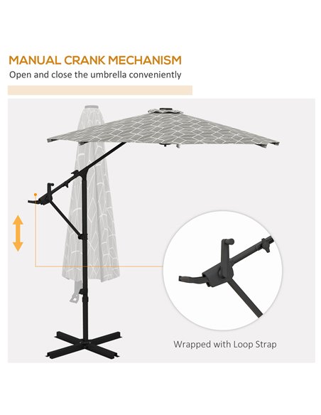 Outsunny 3(m) Convertible Cantilever Parasol and Centre-post Garden Parasol with Cross Base, 360° Rotation Banana Parasol with C - pic 48882 | FastDaddyshop