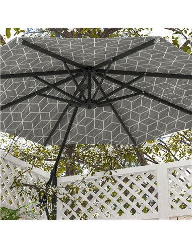 Outsunny 3(m) Convertible Cantilever Parasol and Centre-post Garden Parasol with Cross Base, 360° Rotation Banana Parasol with C