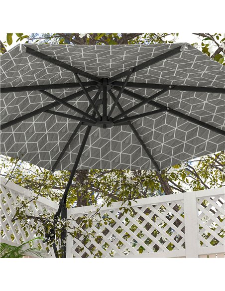 Outsunny 3(m) Convertible Cantilever Parasol and Centre-post Garden Parasol with Cross Base, 360° Rotation Banana Parasol with C - pic 48885 | FastDaddyshop