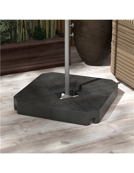 Outsunny Umbrella Weights for Cantilever Parasols, Set of 4 Heavy Duty Parasol Base Weights, 80kg Sand or 60kg Water Filled, Bla - pic 48887 | FastDaddyshop