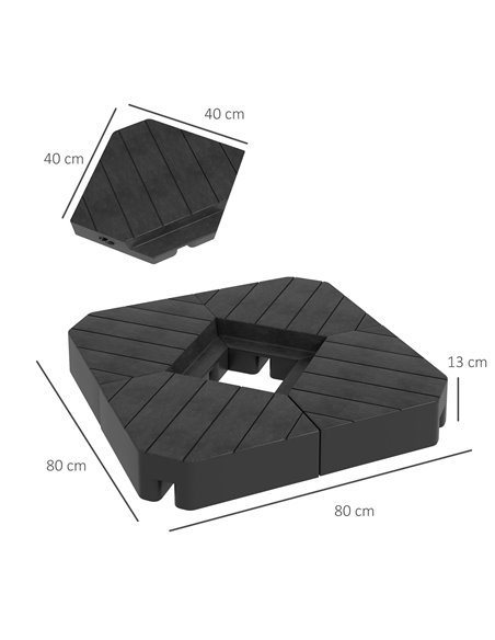 Outsunny Umbrella Weights for Cantilever Parasols, Set of 4 Heavy Duty Parasol Base Weights, 80kg Sand or 60kg Water Filled, Bla - pic 48888 | FastDaddyshop
