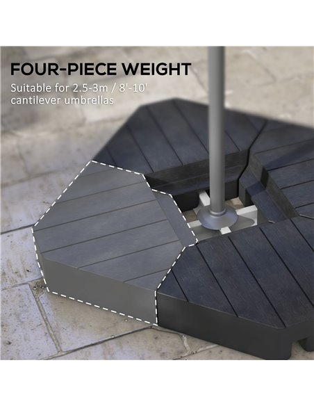Outsunny Umbrella Weights for Cantilever Parasols, Set of 4 Heavy Duty Parasol Base Weights, 80kg Sand or 60kg Water Filled, Bla - pic 48889 | FastDaddyshop