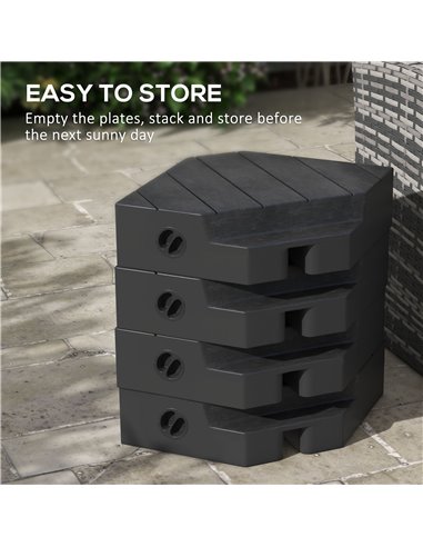 Outsunny Umbrella Weights for Cantilever Parasols, Set of 4 Heavy Duty Parasol Base Weights, 80kg Sand or 60kg Water Filled, Bla