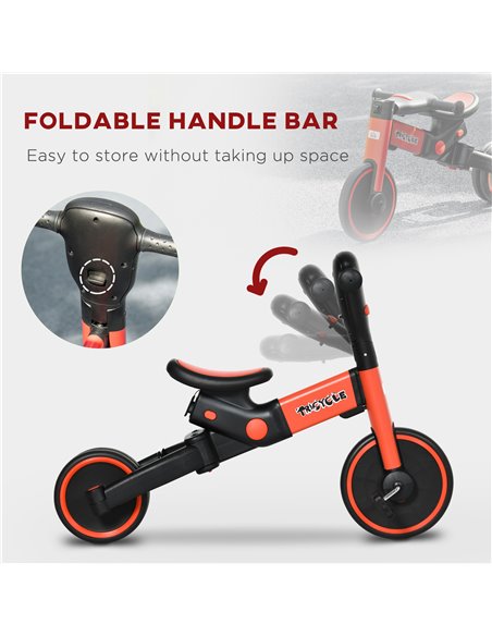 HOMCOM 4-in-1 Tricycle for Kids, Baby Trike with Adjustable Push Handle, Detachable Foot Rest for 18-60 Months, Red - pic 4890 | FastDaddyshop