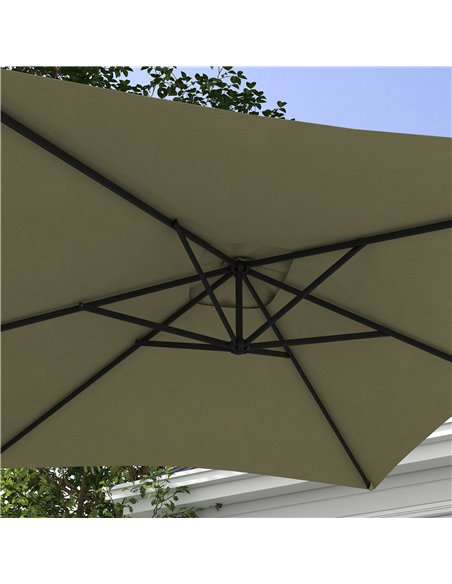 Outsunny 3x2m Cantilever Parasol with Cross Base, Banana Parasol with Crank Handle and 6 Ribs, Rectangular Hanging Patio Umbrell - pic 48901 | FastDaddyshop