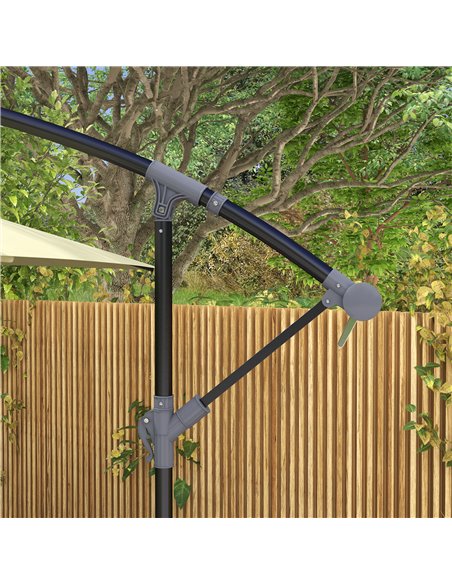 Outsunny 3x2m Cantilever Parasol with Cross Base, Banana Parasol with Crank Handle and 6 Ribs, Rectangular Hanging Patio Umbrell - pic 48902 | FastDaddyshop