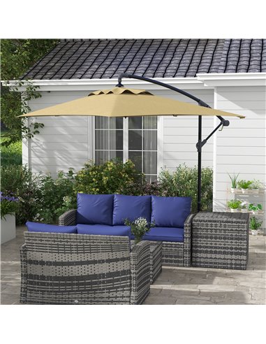 Outsunny 3x2m Cantilever Parasol with Cross Base, Brown 84D-270V00BN