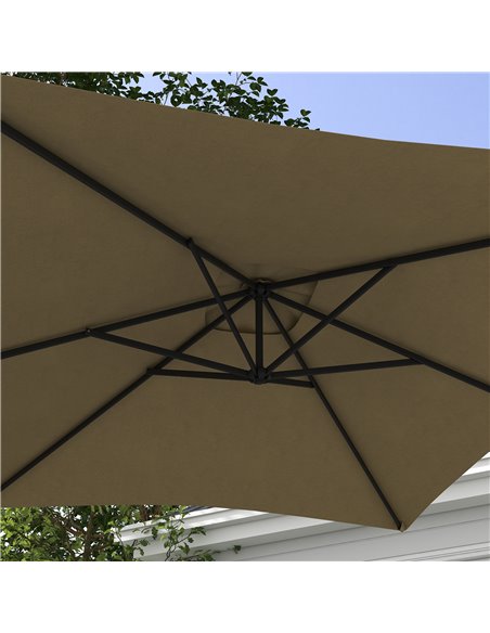 Outsunny 3x2m Cantilever Parasol with Cross Base, Banana Parasol with Crank Handle and 6 Ribs, Rectangular Hanging Patio Umbrell - pic 48910 | FastDaddyshop