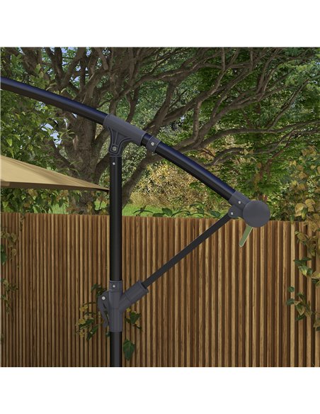 Outsunny 3x2m Cantilever Parasol with Cross Base, Banana Parasol with Crank Handle and 6 Ribs, Rectangular Hanging Patio Umbrell - pic 48911 | FastDaddyshop