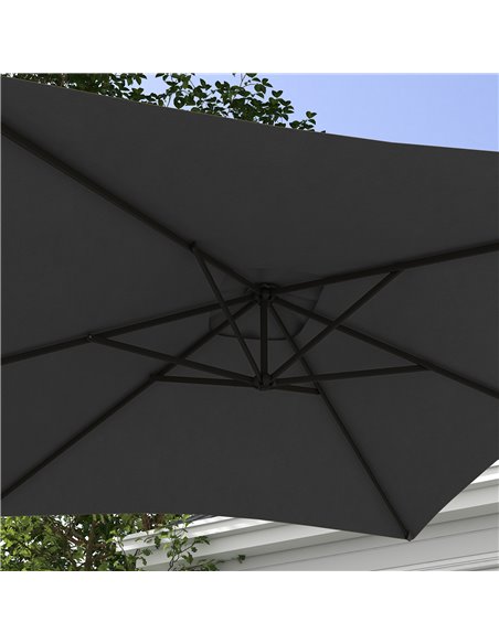Outsunny 3x2m Cantilever Parasol with Cross Base, Banana Parasol with Crank Handle and 6 Ribs, Rectangular Hanging Patio Umbrell - pic 48919 | FastDaddyshop