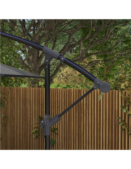 Outsunny 3x2m Cantilever Parasol with Cross Base, Banana Parasol with Crank Handle and 6 Ribs, Rectangular Hanging Patio Umbrell - pic 48920 | FastDaddyshop