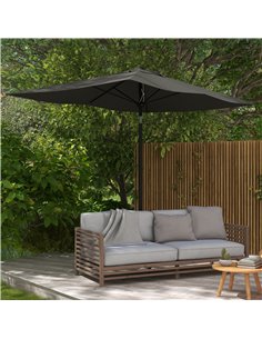 Outsunny 2 x 3(m) Rectangular Garden Parasol Umbrella, Dark Grey 84D-158V01CG 2