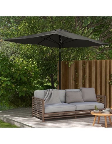Outsunny 2 x 3(m) Garden Parasol Umbrella, Rectangular Outdoor Market Umbrella Sun Shade with Crank & Push Button Tilt, 6 Ribs, 