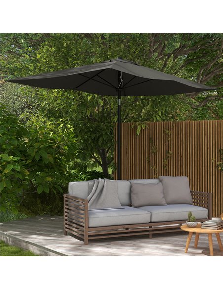 Outsunny 2 x 3(m) Garden Parasol Umbrella, Rectangular Outdoor Market Umbrella Sun Shade with Crank & Push Button Tilt, 6 Ribs,  - pic 48923 | FastDaddyshop