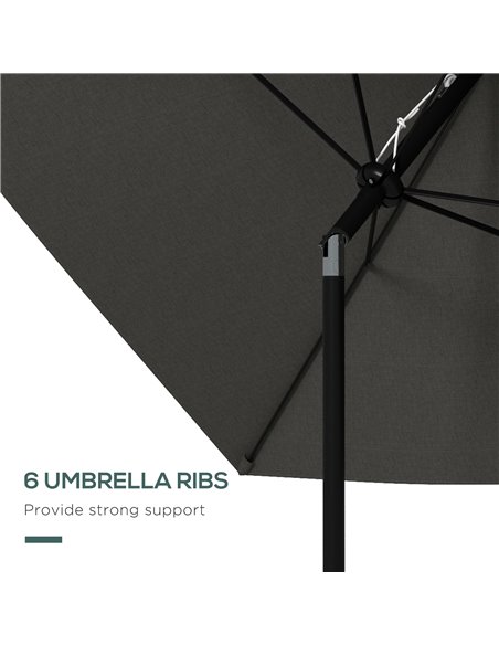 Outsunny 2 x 3(m) Garden Parasol Umbrella, Rectangular Outdoor Market Umbrella Sun Shade with Crank & Push Button Tilt, 6 Ribs,  - pic 48927 | FastDaddyshop