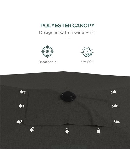 Outsunny 2 x 3(m) Garden Parasol Umbrella, Rectangular Outdoor Market Umbrella Sun Shade with Crank & Push Button Tilt, 6 Ribs,  - pic 48928 | FastDaddyshop