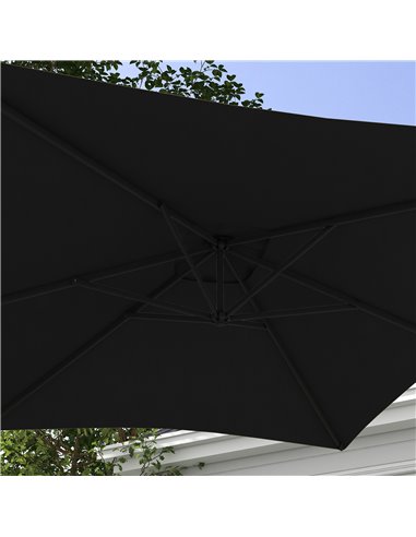 Outsunny 3x2m Cantilever Parasol with Cross Base, Banana Parasol with Crank Handle and 6 Ribs, Rectangular Hanging Patio Umbrell