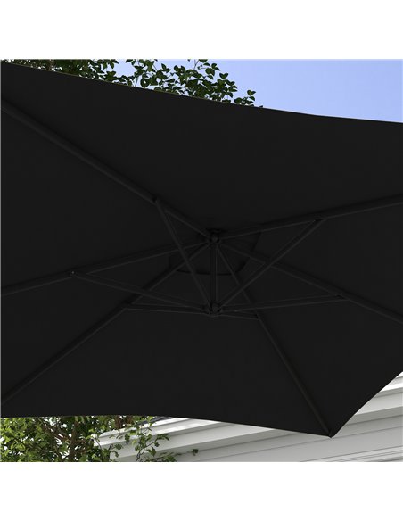 Outsunny 3x2m Cantilever Parasol with Cross Base, Banana Parasol with Crank Handle and 6 Ribs, Rectangular Hanging Patio Umbrell - pic 48937 | FastDaddyshop