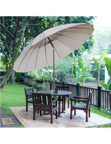 Outsunny 2.5m Adjustable Outdoor Garden Parasol Umbrella Sun Shade with Crank & Tilt, Light Grey 84D-103GY