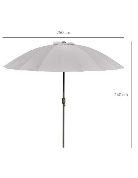 Outsunny 2.5m Adjustable Outdoor Garden Parasol Umbrella Sun Shade with Crank & Tilt, Light Grey 84D-103GY - pic 48942 | FastDaddyshop