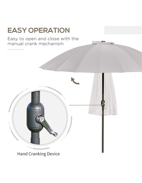 Outsunny 2.5m Adjustable Outdoor Garden Parasol Umbrella Sun Shade with Crank & Tilt, Light Grey 84D-103GY - pic 48943 | FastDaddyshop