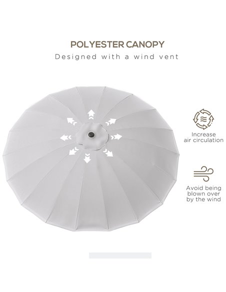 Outsunny 2.5m Adjustable Outdoor Garden Parasol Umbrella Sun Shade with Crank & Tilt, Light Grey 84D-103GY - pic 48945 | FastDaddyshop
