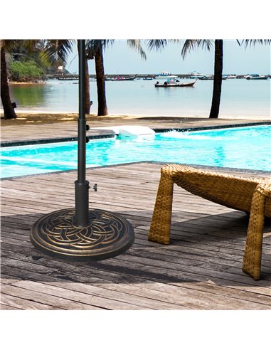 Outsunny 11.5kg Heavy Duty Parasol Base, Umbrella Stand Holder, Parasol Stand for 38mm or 48mm Patio Umbrella Pole, Bronze Tone 