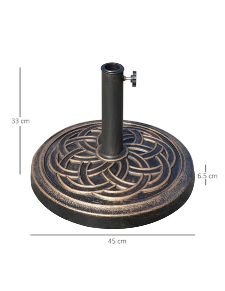 Outsunny 11.5kg Heavy Duty Parasol Base, Umbrella Stand Holder, Parasol Stand for 38mm or 48mm Patio Umbrella Pole, Bronze Tone  - pic 48951 | FastDaddyshop