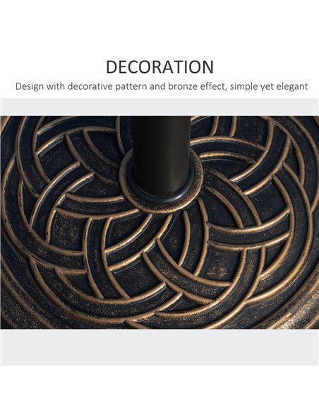 Outsunny 11.5kg Heavy Duty Parasol Base, Umbrella Stand Holder, Parasol Stand for 38mm or 48mm Patio Umbrella Pole, Bronze Tone  - pic 48954 | FastDaddyshop
