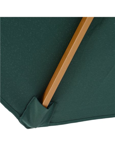 Outsunny 3(m) Wooden Patio Umbrella, Pulley Operated Garden Parasol with Rope Pulley Mechanism and 8 Ribs, Dark Green 01-0243 - pic 48974 | FastDaddyshop