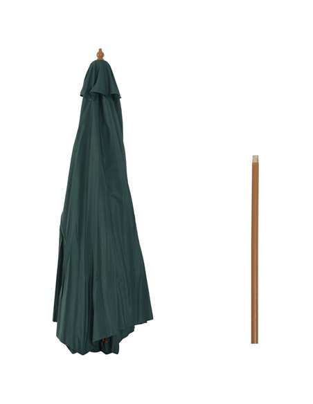 Outsunny 3(m) Wooden Patio Umbrella, Pulley Operated Garden Parasol with Rope Pulley Mechanism and 8 Ribs, Dark Green 01-0243 - pic 48975 | FastDaddyshop