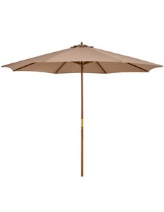 Outsunny 3(m) Garden Umbrella Wooden Parasol, Khaki 840-065BG