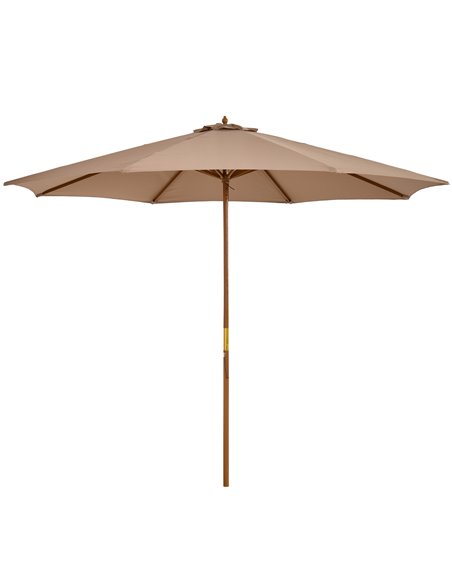 Outsunny 3(m) Garden Umbrella Wooden Parasol, Khaki 840-065BG - pic 48976 | FastDaddyshop