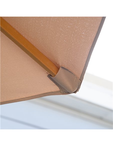 Outsunny 3(m) Garden Umbrella Wooden Parasol 8 Ribs Bamboo Sun Shade Patio Outdoor Umbrella Canopy Khaki 840-065BG - pic 48981 | FastDaddyshop