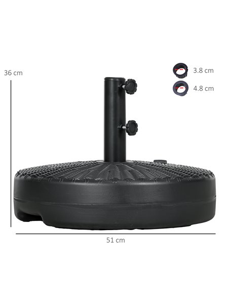 Outsunny 29kg Round Umbrella Parasol Base with Rattan Effect, Plastic Umbrella Stand for Outdoor Patio Umbrella, Black 84D-275V0 - pic 48996 | FastDaddyshop