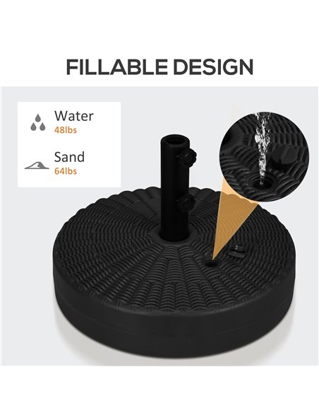 Outsunny 29kg Round Umbrella Parasol Base with Rattan Effect, Plastic Umbrella Stand for Outdoor Patio Umbrella, Black 84D-275V0 - pic 48998 | FastDaddyshop