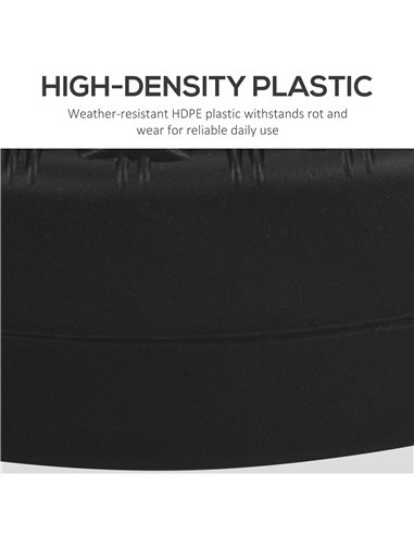 Outsunny 29kg Round Umbrella Parasol Base with Rattan Effect, Plastic Umbrella Stand for Outdoor Patio Umbrella, Black 84D-275V0