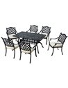 Outsunny 7 Pieces Aluminium Patio Dining Set with Umbrella Hole, Black 84G-050V70BK
