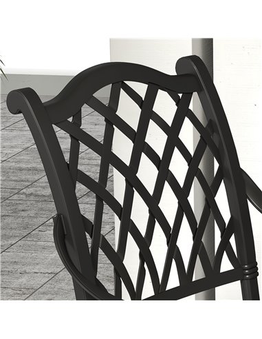 Outsunny 7 Pieces Aluminium Patio Dining Set with Umbrella Hole Black 84G-050V70BK