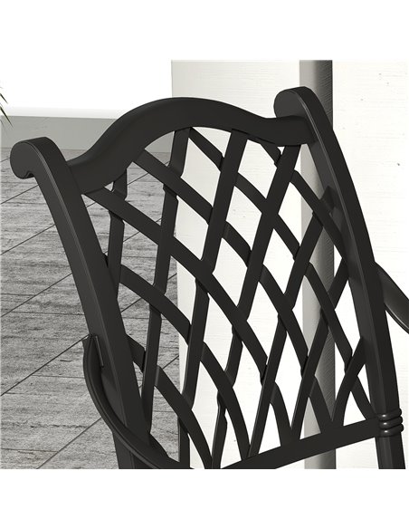 Outsunny 7 Pieces Aluminium Patio Dining Set with Umbrella Hole Black 84G-050V70BK - pic 49010 | FastDaddyshop