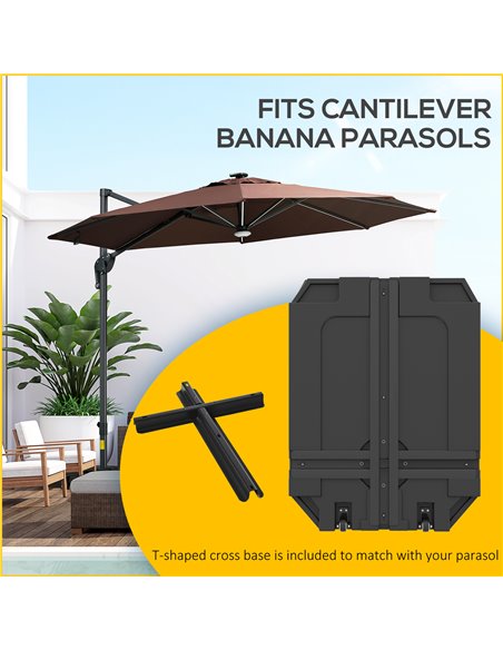 Outsunny Parasol Base Plastic Umbrella Stand for Cantilever Parasol with Wheels, Heavy Duty Umbrella Stand, Water/Sand Filled 84 - pic 49015 | FastDaddyshop