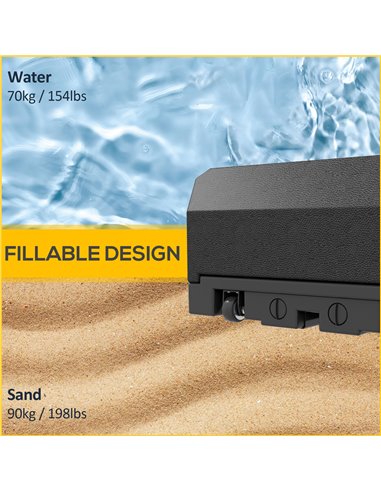 Outsunny Parasol Base Plastic Umbrella Stand for Cantilever Parasol with Wheels, Heavy Duty Umbrella Stand, Water/Sand Filled 84