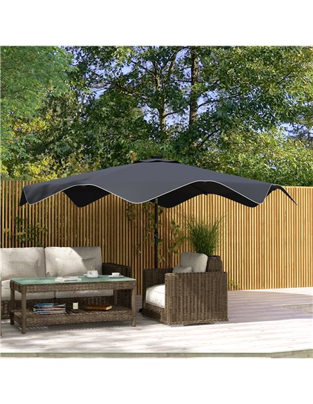 Outsunny 3 x 3 (m) Solar Patio Umbrella with LED and Tilt, Dark Grey 84D-328V00CG - pic 49022 | FastDaddyshop