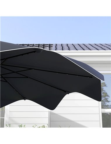 Outsunny Solar Patio Umbrella with LED and Tilt, Outdoor Market Table Umbrella Parasol with Crank, 3 x 3 (m), Dark Grey 84D-328V